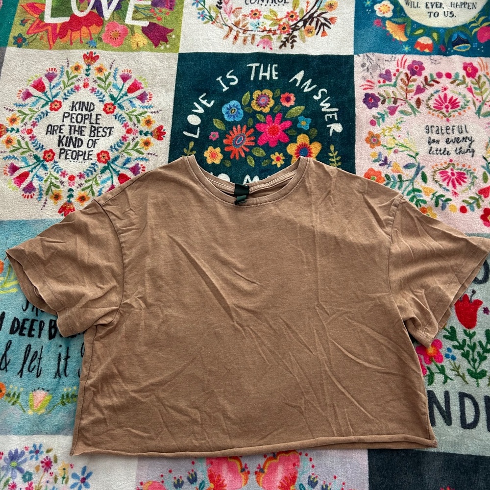 Wild Fable Brown Cropped T-Shirt - Size XS